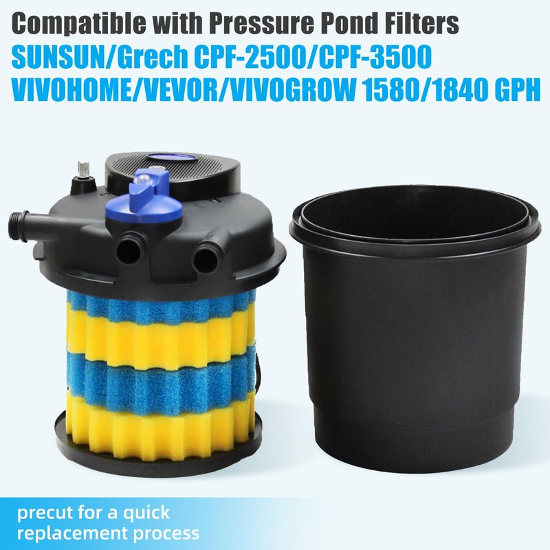 AQUANEAT Replacement Sponge Filter Media Pad Compatible With VIVOHOME/VEVOR/VIVOGROW 1580/1840