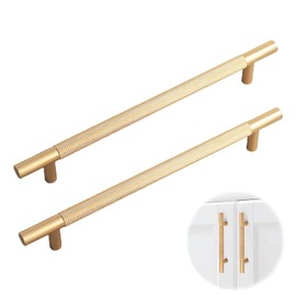 Nersgers Wardrobe Handles,2 Pcs Cabinet Handlesgold Cupboard Handles 214 mm Kitchen Handles for Cupboards Vintage Handlesfor Kitchen Cupboards Doors Bathroom Wardrobe Cabinets(Colour Coppery)