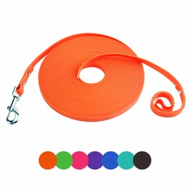 Easy to Clean Waterproof Dog Leash - Heavy Duty 33ft Long Recalls for Training, Hiking, Yard, Beach & Swimming - Orange