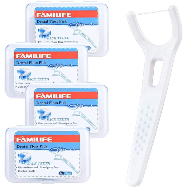 FAMILIFE Dental Floss, FAMILIFE Unwaxed Dental Floss Picks Unflavored Fluoride