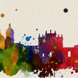 Nacnic Print Granada City. Skyline Watercolor Style and Color explosion. Poster A3 size printed on 250 grams and inks. Home decor. Design the best price.