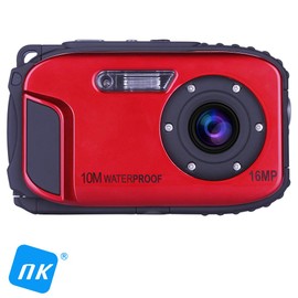 NK Waterproof 16MP FHD 720P Compact Digital Camera Optical Zoom x 1x8 2.7" Face Detection Digital Stabilizer Photo Video Red (Water Resistant to 10 Metres)