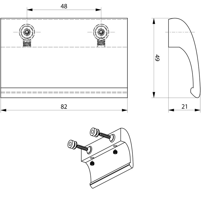 Fenster-hammer FH-'Stabil' Balcony Door Handle Balcony Pull Handle Patio Door