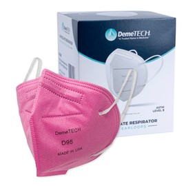 DEMETECH D95 Particulate Respirator Fold Style Earloops (Pink/White)