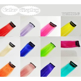 Colored Clip in Hair Extensions 22Inch Rainbow Heat-Resistant Straight Highlight Hairpieces Cosplay Fashion Christmas Party Gift hair extensions clip in color kids Girls(12 Different Color in 24 pcs)