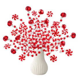 Celltestria - 24 piezas de púas rizadas de Navidad, 2 estilos, campanas de Navidad, decoración de bastón de caramelo, púas de árbol para decoración de árbol de Navidad, decoración del hogar, oficina