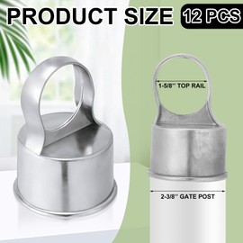 Therwen Chain Link Fence Ring Cap Aluminum Parts Eye Top Outdoor Rail Fencing Repair Hardware(12 Pcs,2 1/2" (fits 2 3/8" Od) X 1 5/8")