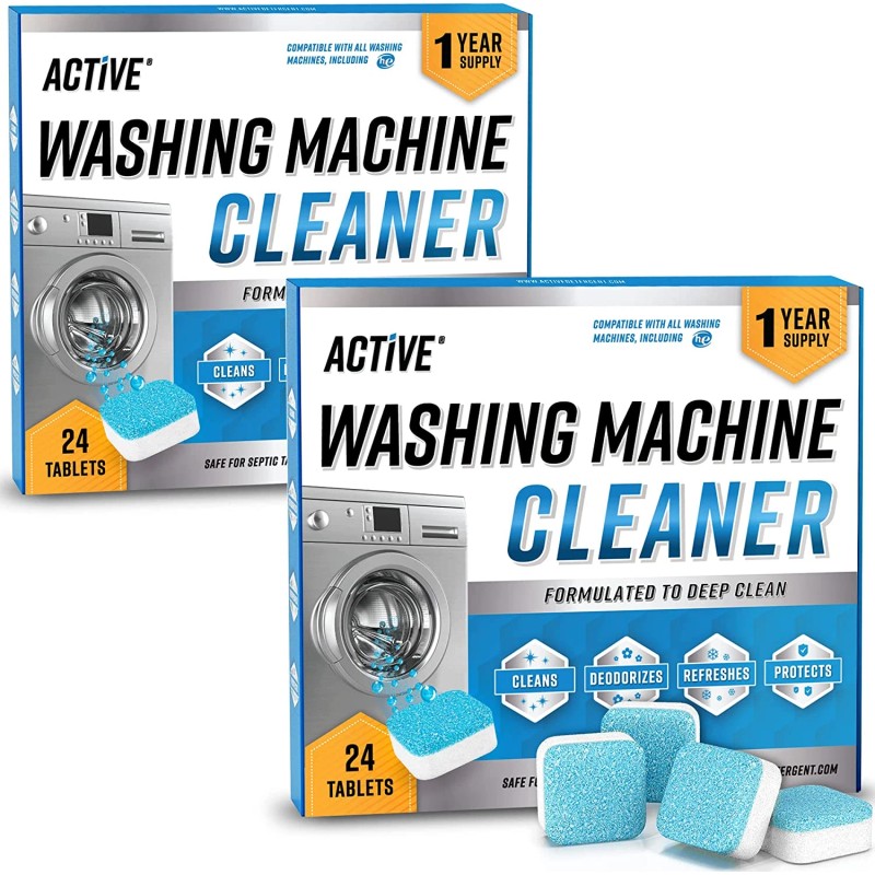 ACTIVE 48Ct Washer Cleaner Tabs – Odor Remover for Drum,