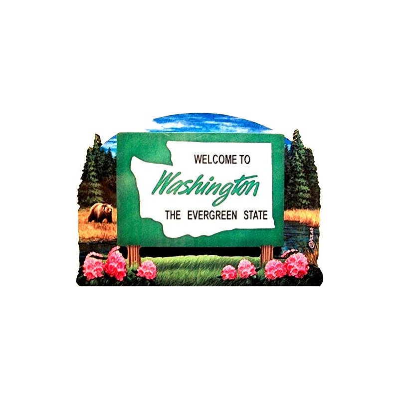 Washington State Welcome Sign Wood Fridge Magnet 2