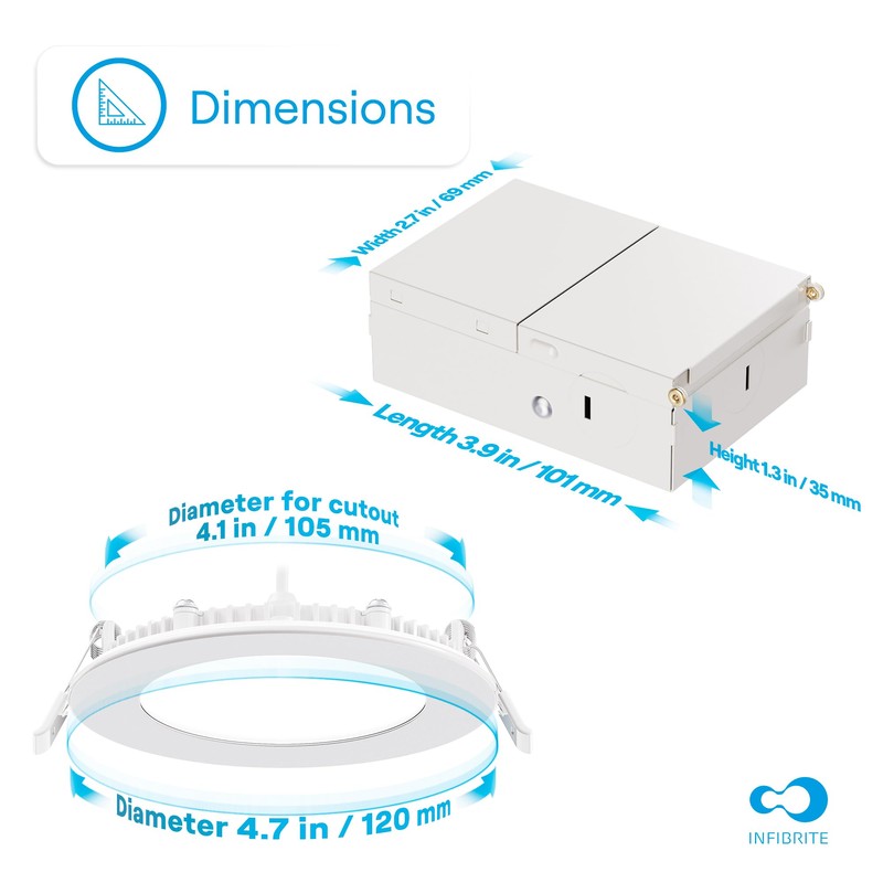 INFIBRITE 6 Inch 6000K Clear White 12W 1050LM LED Ceiling
