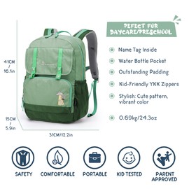 MOUNTAINTOP Children's Backpack Girls Boys Backpack Kids School Backpack Girls Boys School Bag for School 20L, Green-20l