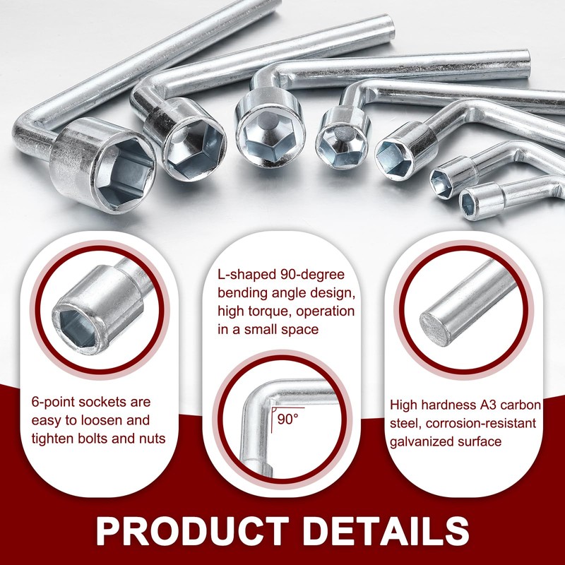 HARFINGTON 3pcs l Shaped Angled Open Hex Socket Wrench 8mm