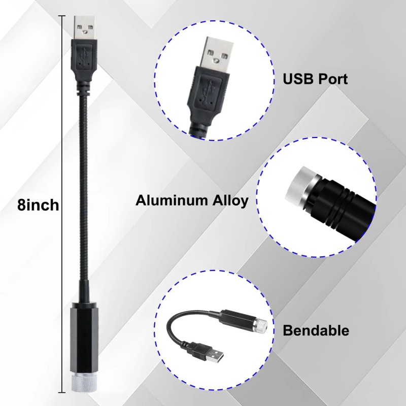 LEDCARE USB Star Projector Night Light, Portable Violet Blue Star