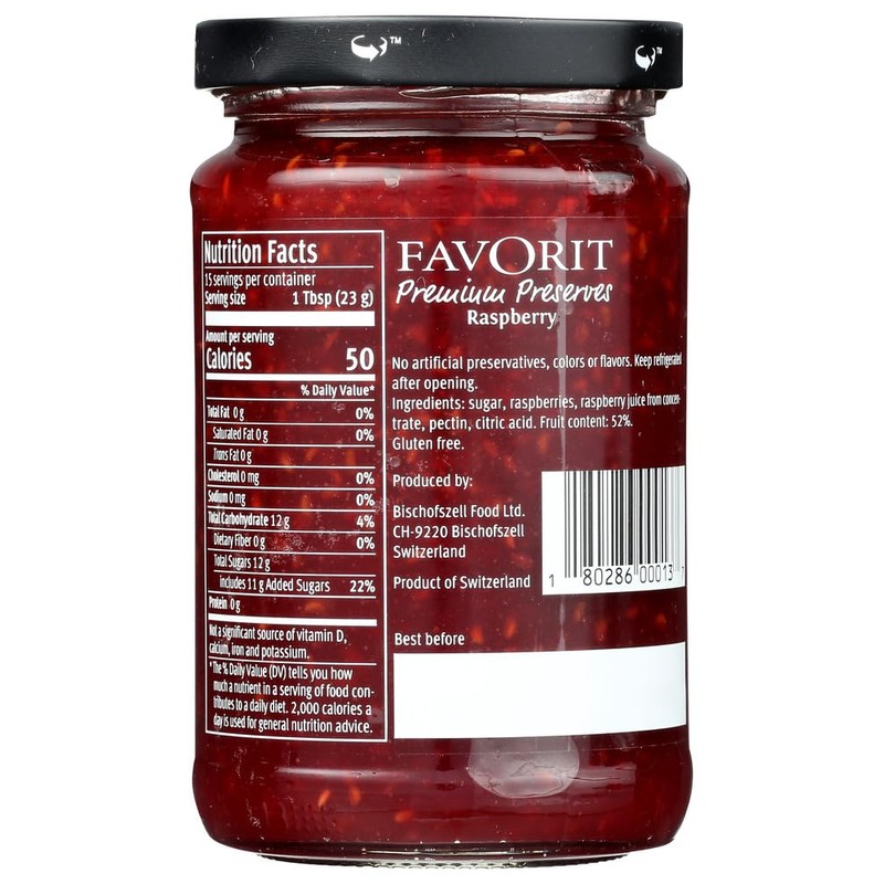 Favorit Swiss Preserves Raspberry, 12.3 Ounces