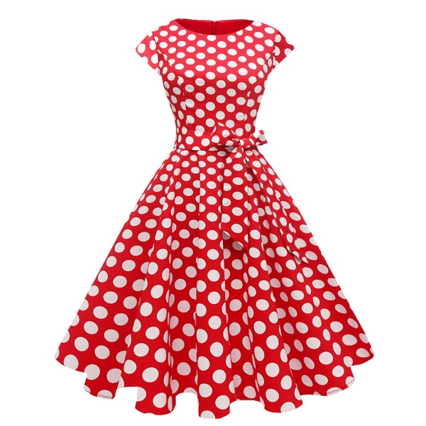 PUKAVT Women's 1950 Boatneck Cap Sleeve Vintage Swing Cocktail Party