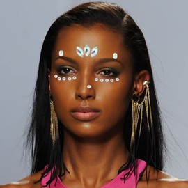 Wosois 3 Sheets Face Stickers Metal Fashion Waterproof Temporary Tattoo Freckle Sticker Masquerade Party Accessories for Women and Girls