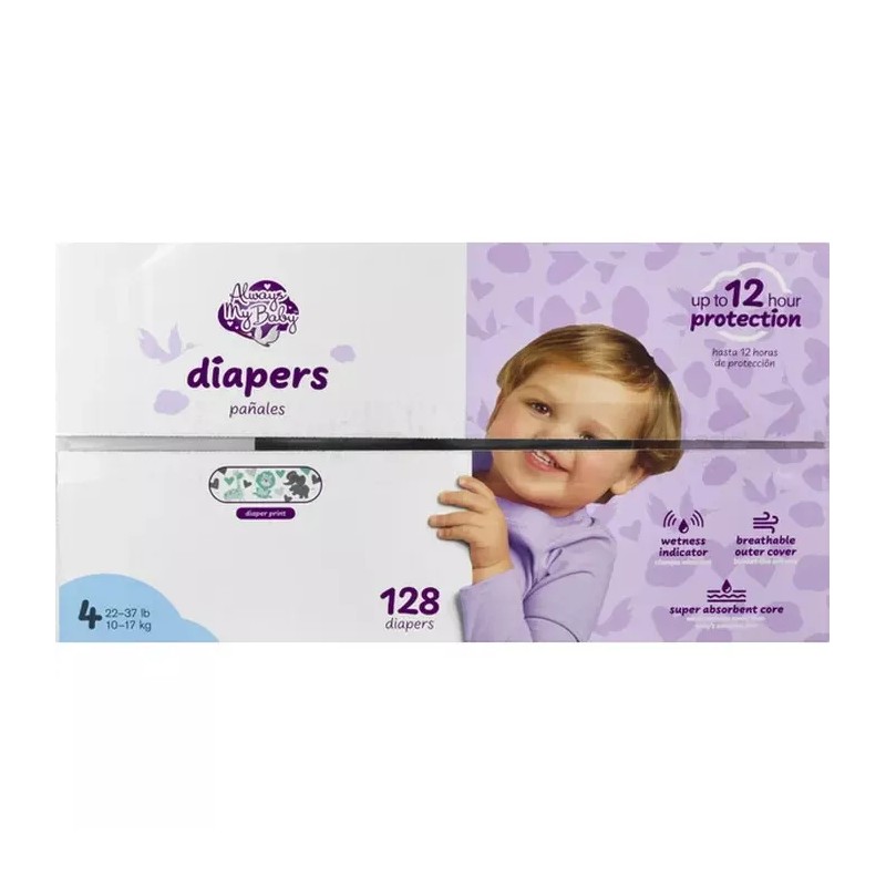 Always My Baby Diapers, Size 4 (22-37 lb) 128 Diapers