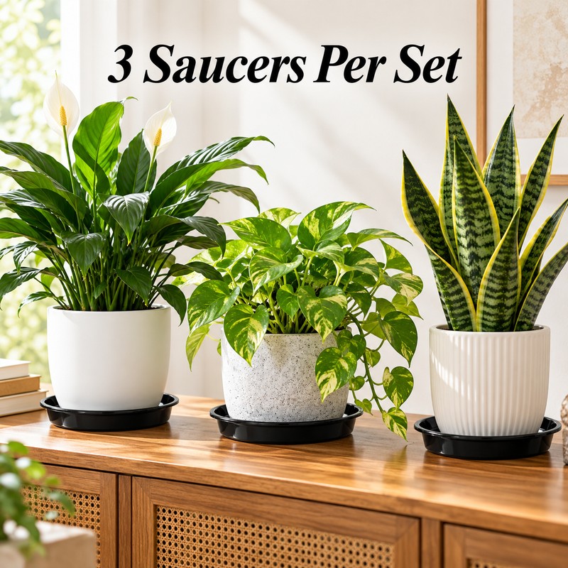 3 Pack Plastic Plant Saucers for Flower Pots – Durable