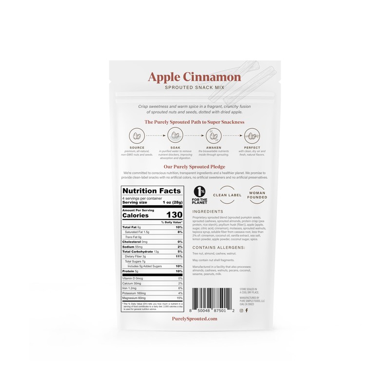 Purely Sprouted Apple Cinnamon Snack Mix: Vegan, Gluten-Free, and Non-GMO