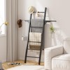 Metal Blanket Ladder, 7-Tier Towel Rack with Ajustable Side Rack,