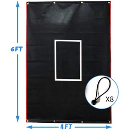 Supvision Batting Cage Backstop with Strike Zone 600D~1680D PVC Coated Oxford Fabric Vinyl Baseball Backstop with Catcher Softball Pitcher Training Equipment Aid (4 x 6 Ft-600D-Rectangular)