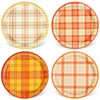 Whaline Fall Plaid Paper Plates Orange Yellow Autumn Gingham Disposable