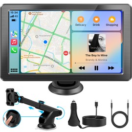 Faninso Faninso Portable Apple Carplay Screen for Car, 7" HD Car Stereo Touchscreen with Wireless CarPlay & Android Auto, Mirror Link, Bluetooth, Voice Control, Memory Card Playback, AUX - Fits All Vehicles