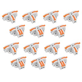 DIANN 14pcs T-Tap Lever Wire Connectors Kit 3 Way Electrical Wire Splitter Push-in Quick Splitters with 3/4 Port Terminals for 24-12 AWG Wiring