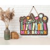 Cresht Groovy Teacher Door Signs, Flowers Teacher Name Plates for