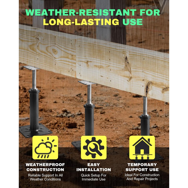 4 Pack House Floor Jacks, Adjustable Jack Post for Leveling,