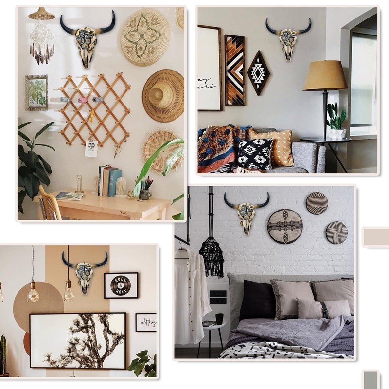Steampunk Cow Skull Wall-Decor - Western Bull Head Skull Wall