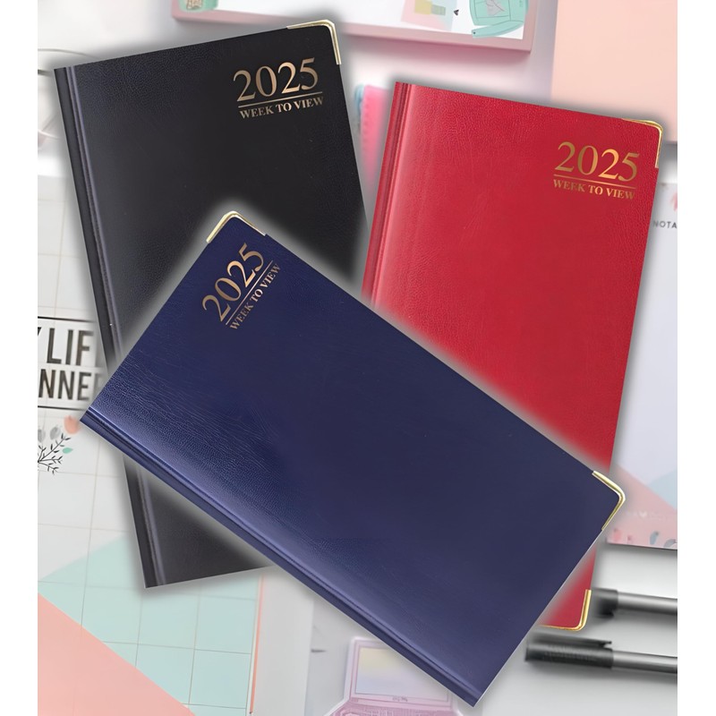 2025 Diary slim line week to view with metal edge