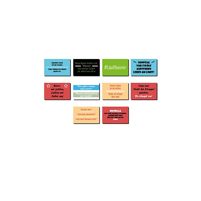 Smileyboard - 10 Magnets with Different Sayings - Funny Version