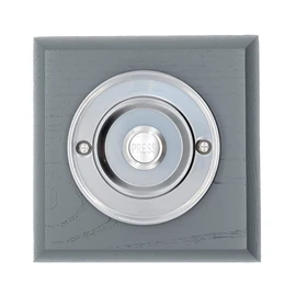 Modern Living Square Wireless Doorbell in Grey Ash and Brushed Nickel - Nickel Press - No Chime