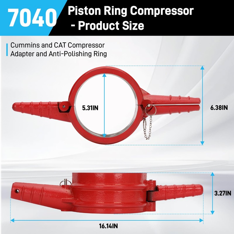 7040 Piston Ring Compressor Tool-5.4" Bore,Replaces PT-7040 5394454 5299339