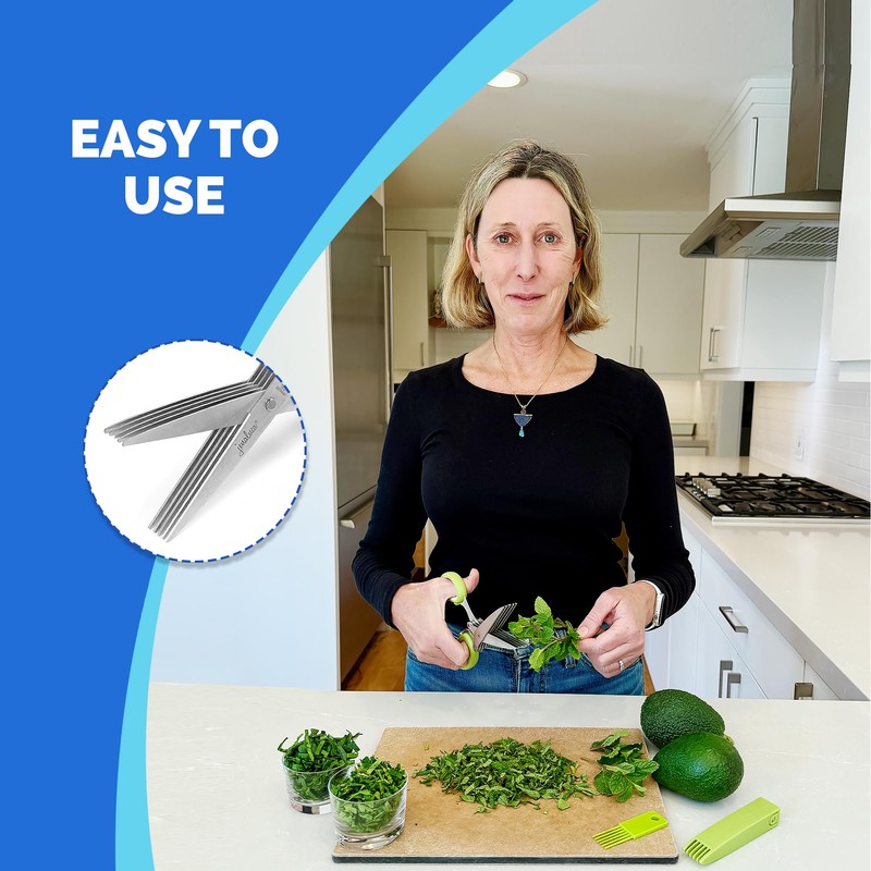 Jenaluca Herb Scissors with Five Blades - Two Pack