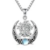 CRMAD Triple Moon Pentacle Necklace Moonstone Wiccan Celtic Knot Pentagram
