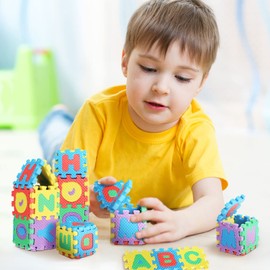 36 PCS Foam Play Mat 2 x 2 Inch Interlocking Alphabet and Numbers Mini ABC Mats for Floor Colorful Alphabet Mats Foam Letter Mats for Floor, Soft EVA Tiles Reusable Easy to Clean