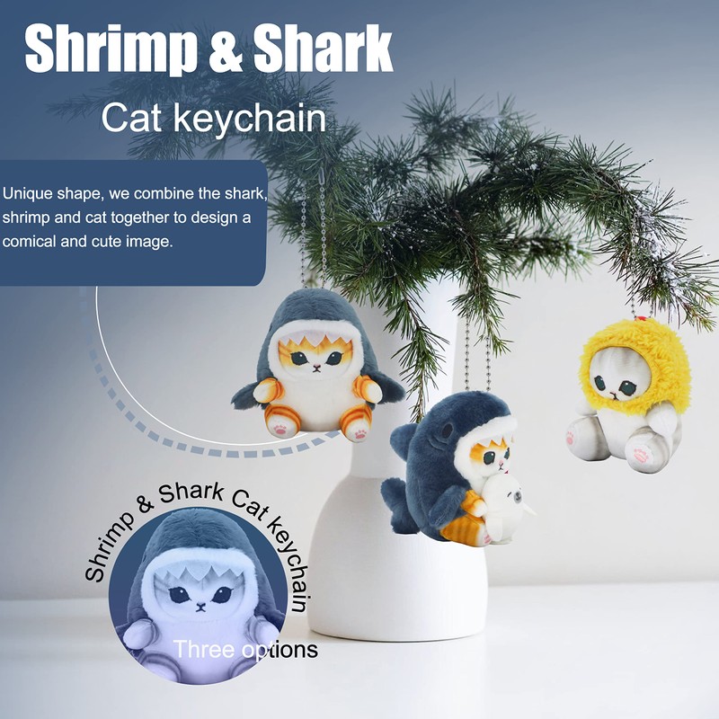 CNAANA Kawaii Shark Cat Plush Toy Stuffed Animal Doll, Soft