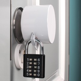 TEMEILI Door Knob Lock Cover ，Without Drilling Doorknob Lock，Outside Prevents Turning of Door Knob and Access to Keyhole,Lock Door knob、Closet Door Lock，Childproof &Dementia Patients(White with Lock