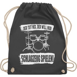 Shirtracer - Gym Bag Backpack - Music Instrument Accessories - Der tut nix. der wantnur Trommzeug spielen., 2 Dark Grey