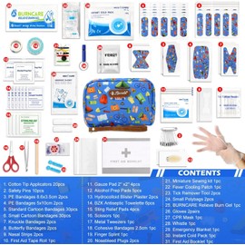 Travel First Aid Kit for Kids, 143 Pieces All-Purpose Emergency First Aid Kit for Home, Car, Diaper Bag, Camping & Hiking