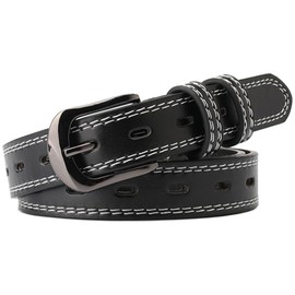 KASSAI Perforated Belt, Total Length 41.3 inches (105 cm), Width 0.9 inches (2.4 cm), Women's, Casual, Inspected in Japan, Black