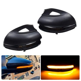 Hacreyatu Sequential Led Side Mirror Turn Signal Light Indicator Smoked Lens (L&R) For VW Golf 6 MK6/ Golf G-TI 6 /R20 2008-2012 (Yellow, wiith holes)