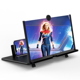 16" Screen Magnifier for Cell Phone,3D HD Magnifying Projector Screen Enlarger for Movies, Videos and Gaming, Foldable Phone Stand with Screen Amplifier,Compatible with All Smartphones (Black)