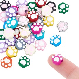 UNICRAFTALE Pack of 40 Enamel Beads Cat Paw Print Animal Paw Spacers Cute Dog Paw Beads Colourful Pet Footprint Beads Metal Spacers for DIY Bracelets Earrings Jewellery