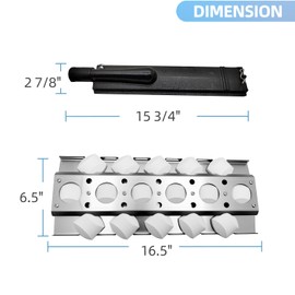 Htanch 16.5 inch Briquette Tray with 15.75 Inch Cast Iron Burner Repair Kit for Select Turbo Grill Parts, Burner Heat Plate Replacement for 720-0057,CG3CKW,CG3TCN Grills，4 Packs