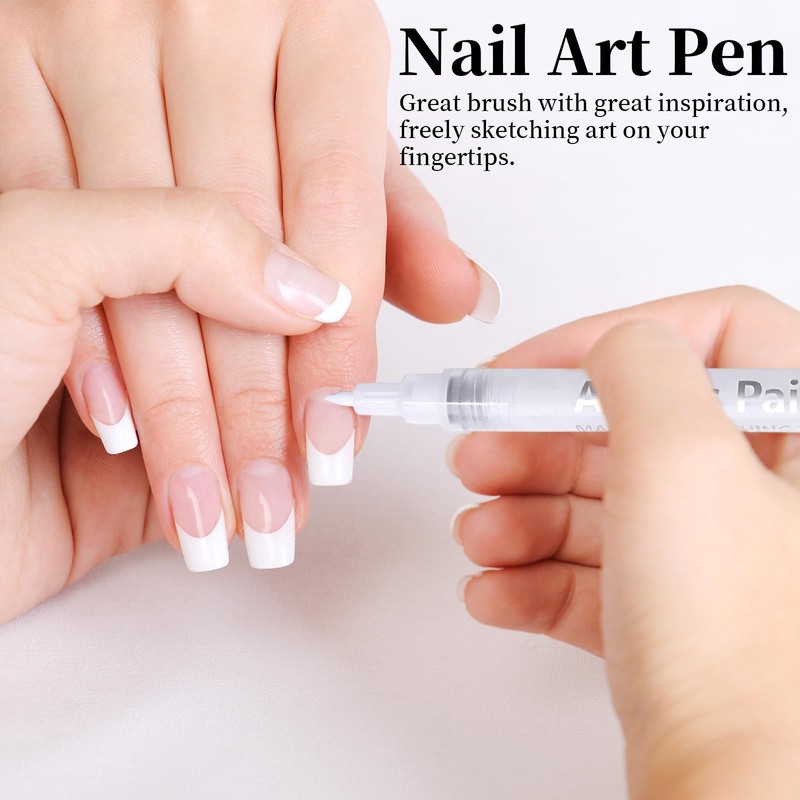 GMHLLES 2PCS Uick Dry Fine Tips Nail Art Pens,White Nail