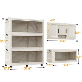 Raybee Large Capacity Storage Boxes 6 Wheels Giant Stackable Plastic Clothes Container Bins Cabinet Closet Organizer for Bedroom Living Room Garage:_Large 3 Pack 100 gal