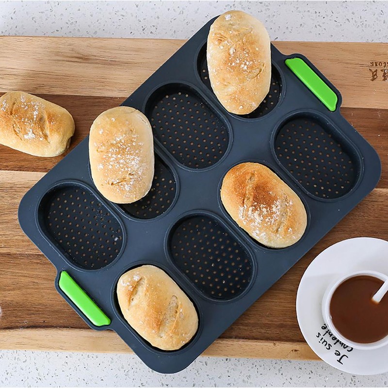 Silicone Bread Mold French Baguette Baking Tray with Oil Brush
